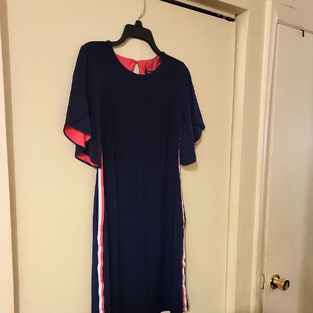 Roz & ALI Navy Dresss With Side Stripes
